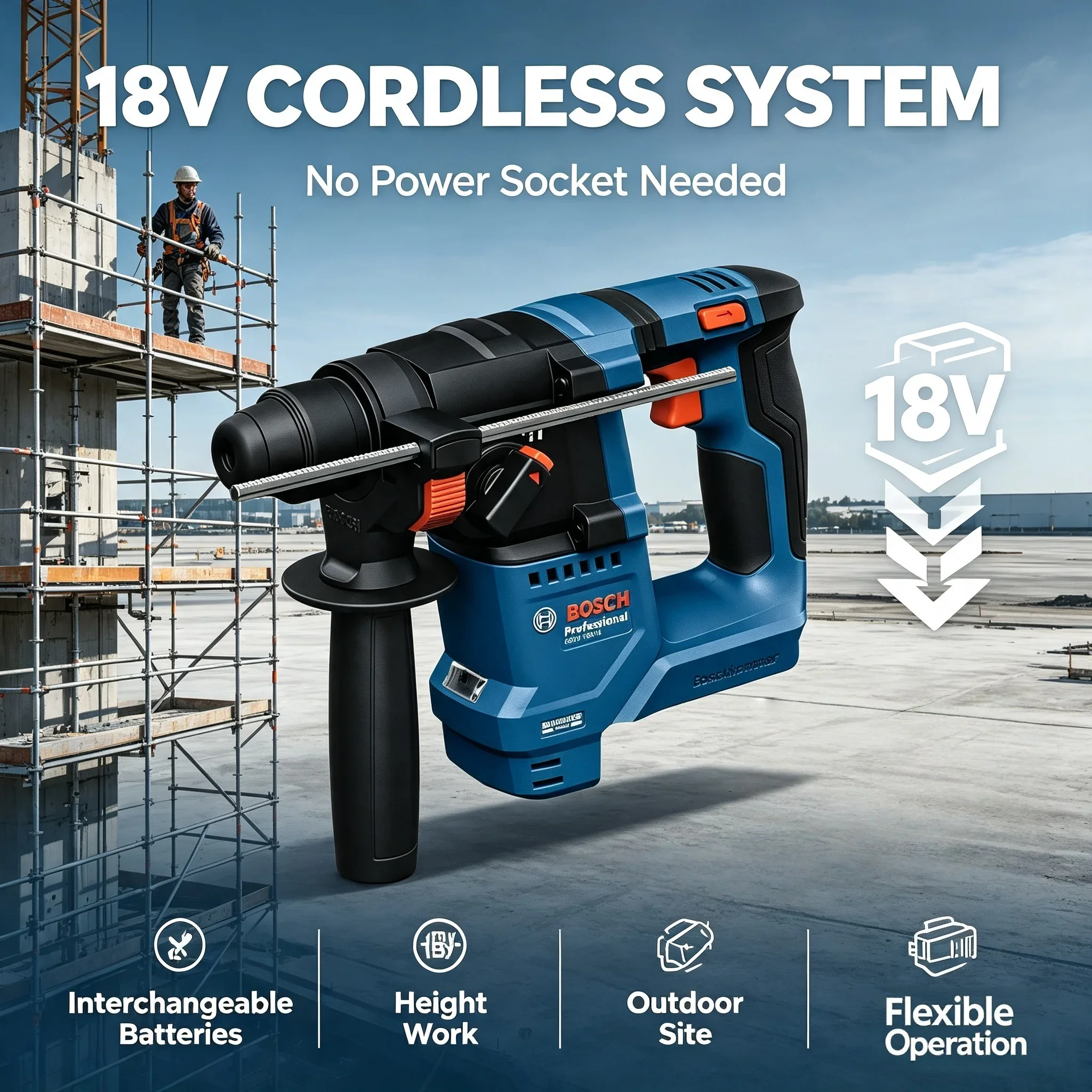 Power Tools Professional - Беспроводной роторный перфоратор Bosch GBH 18V-18