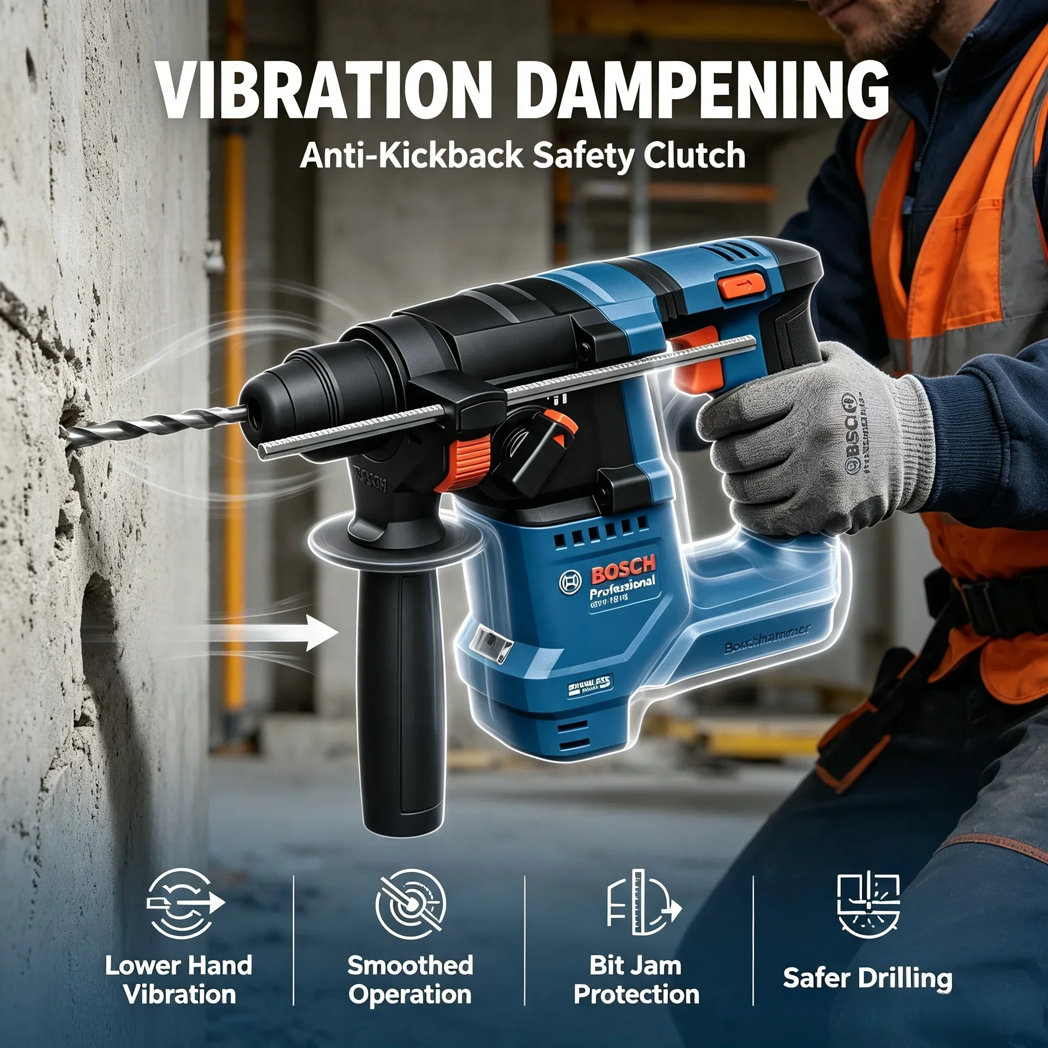Power Tools Professional - Беспроводной перфоратор Bosch GBH 18V-18, профессиональный